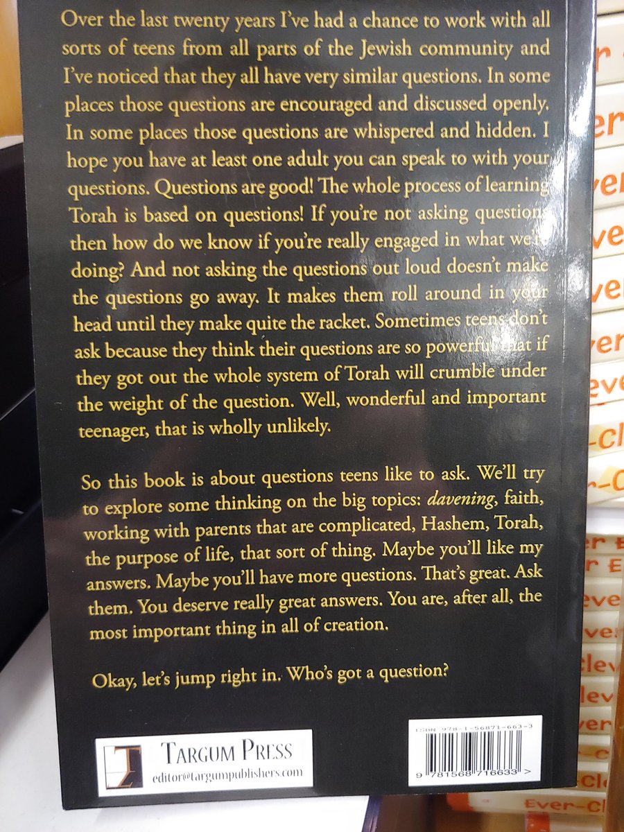 SeforimChatter's tweet photo. Questions Obnoxious* Jewish Teenagers Ask 
(*And by Obnoxious I mean Really Smart and Insightful, Just Like You.)
Rabbi Mordechai Soskil
Targum Press
(SC) https://t.co/jarUc9EmF5
