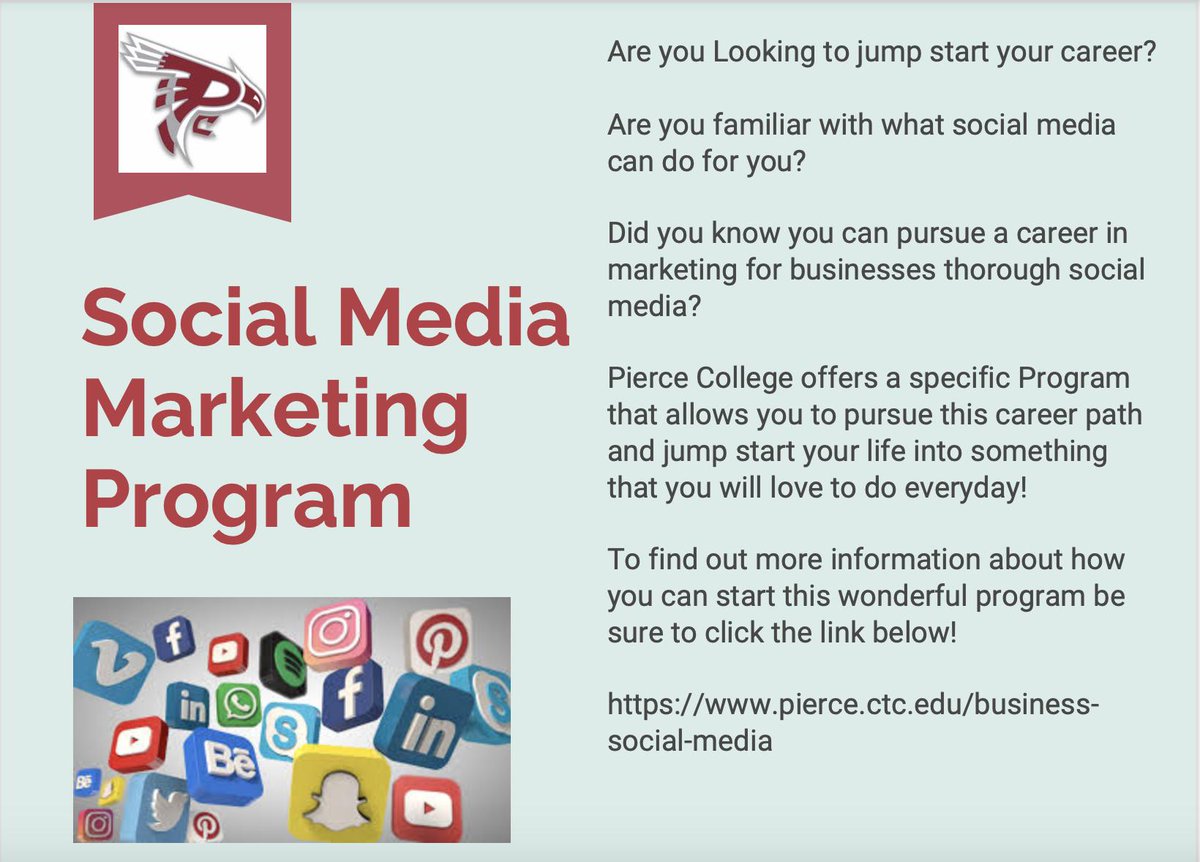 Make sure you are always checking out your career options! Below is a short description of what Pierce Offers! 
#PCSome 
pierce.ctc.edu/business-socia…