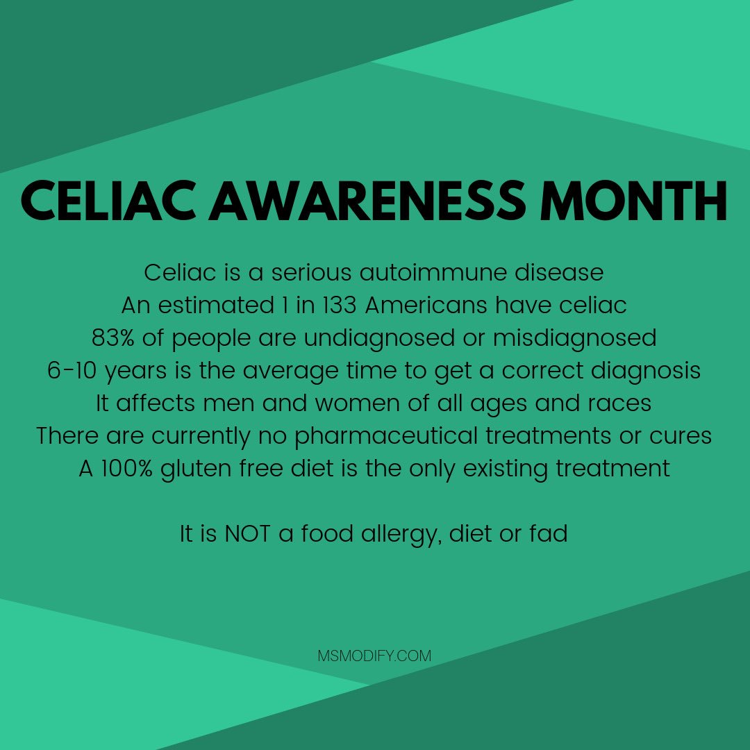 MsModify_'s tweet image. Happy May and #CeliacAwarenessMonth!! How long since you were diagnosed? Mine will be 7 yrs on May 5th. I’ll never forget that call from my doctor- my Cinco de Mayo that day &amp;amp; life was never the same! So grateful that call saved my life!