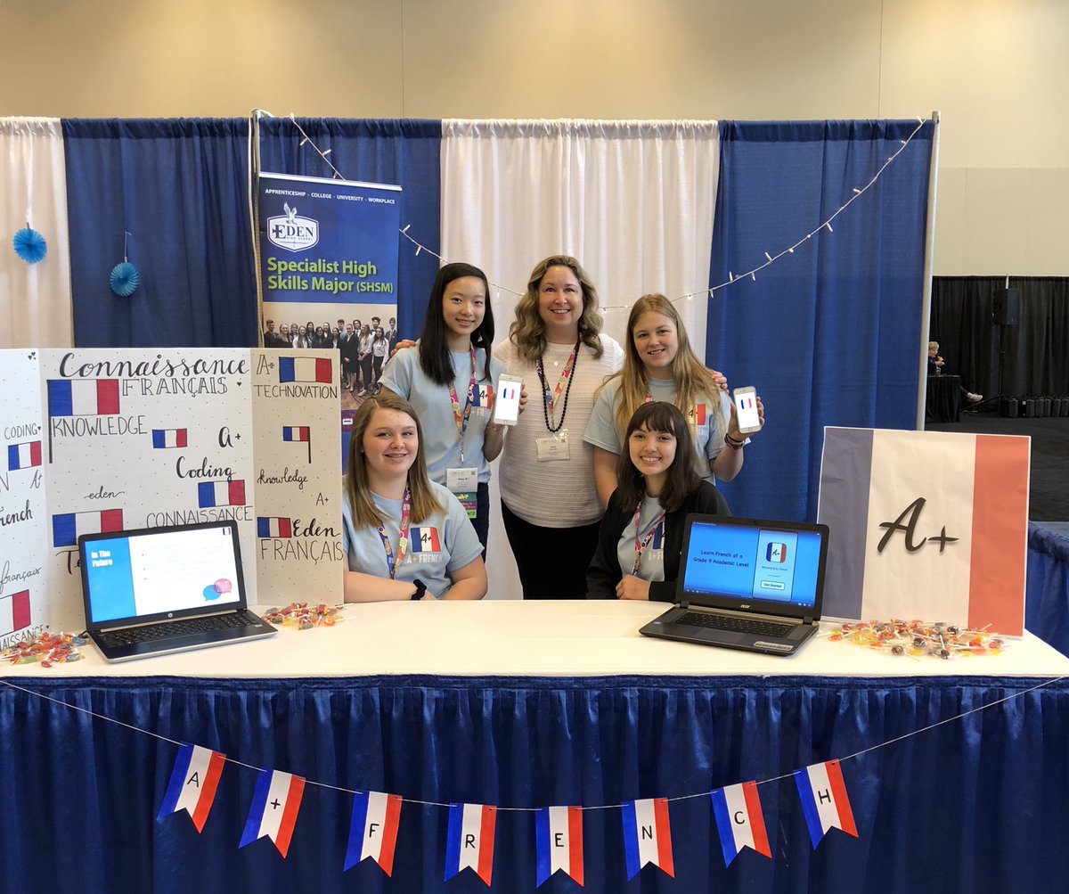 ms_etherington's tweet photo. Super proud of these smart & dedicated girls who worked hard to be able to present their working โA+Frenchโ ๐ซ๐ท app at #CanConnectEd today #girlswhocode #proud #EdenSHSM #Technovation2019 #GirlsInSTEM #DSBNCodes #girlpower @EdenPrincipal @ihubNiagara @dsbn https://t.co/IUxKFG23uc