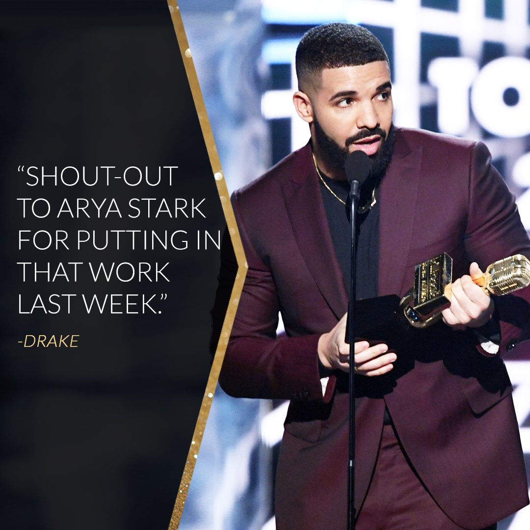 enews's tweet photo. Drake gets it. #BBMAs #GameofThrones https://t.co/tH5HwoxPv2