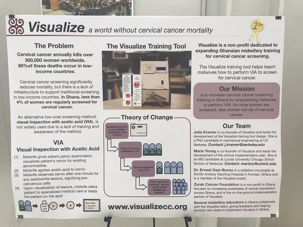 VisualizeOrg's tweet image. Super excited and honored to have (co)won first place in the @BigIdeasContest at @UCBerkeley! We’ll be applying the grant funding to improve #cervicalcancer screening training in  #Ghana