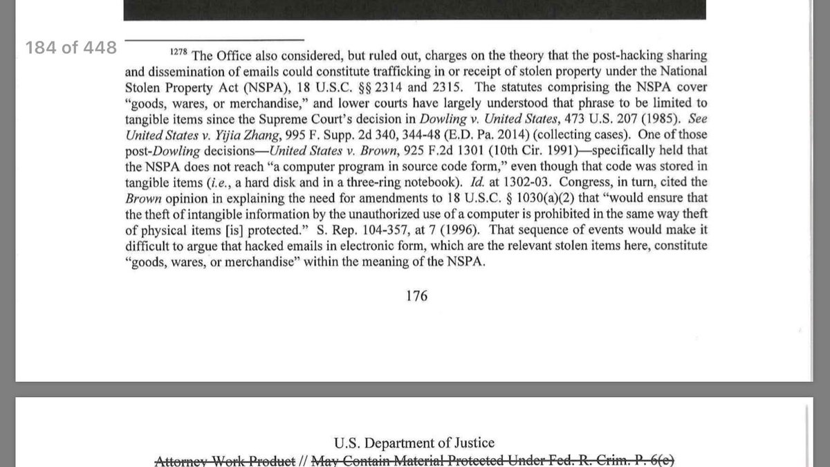 43. As Wikileaks disseminated documents stolen by a Russian military assault on our Democracy, it’s clear the laws in our nation haven’t caught up with cyberwarfare, as the fine print on pg 176 indicates in “tangible” vs “intangible” goods explainer.Perspective: Paging Congress
