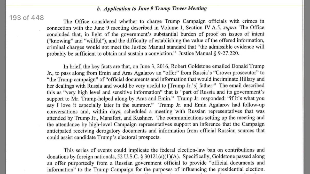 45. The opportunist flunkies littering the Trump campaign who sought dirt from Russian nationals or promised access and then lied about it or obstructed, live in a country where proof beyond a reasonable doubt is required for conviction.Perspective: If only they had conviction.