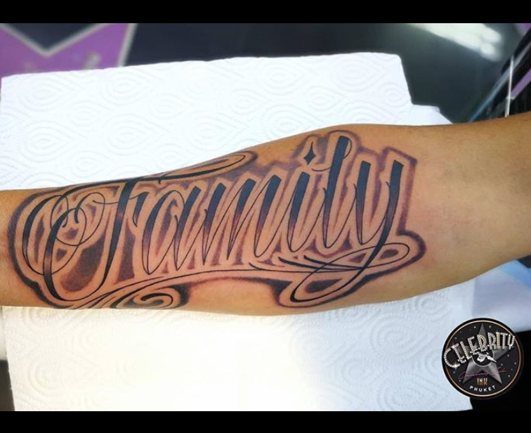 Lettering Inner Arm by Su Houston TattooNOW