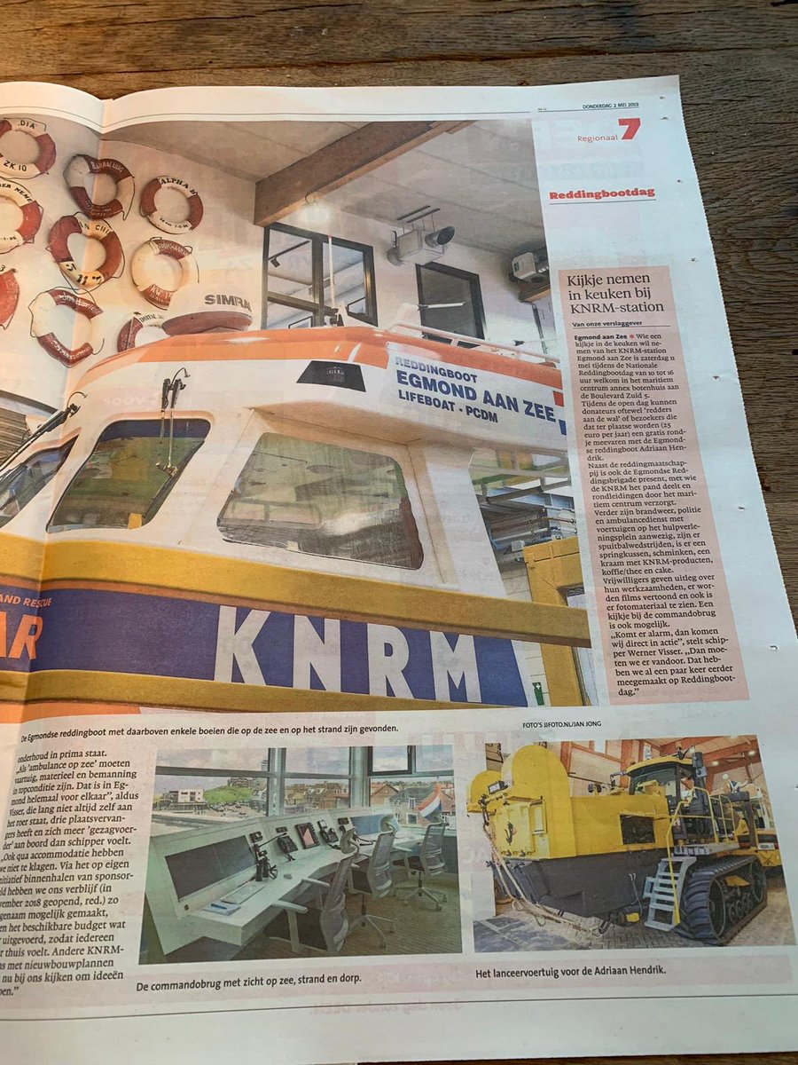 In aanloop van ⁦<a href="/KNRM/">KNRM</a>⁩ #Reddingbootdag heeft <a href="/nhdagblad/">Noordhollands Dagblad</a> een interview gehad met onze schipper ⁦⁦<a href="/wervis/">Decithe Wervis</a>⁩! Wil je het materiaal bekijken of kennis maken met de bemanning? Kom zaterdag 11 mei langs, het Maritiem Centrum Egmond⁩ is van 10 tot 16 uur open!