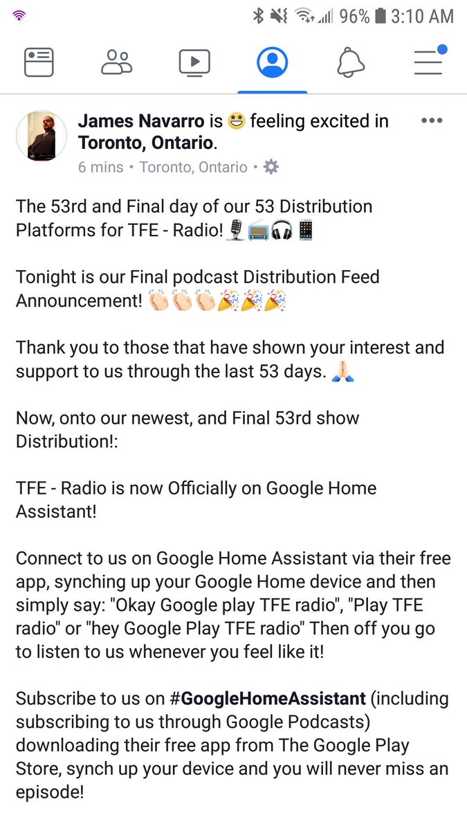 TFENavarro's tweet image. The 53rd and Final day of our 53 Distribution Platforms for #TFE - Radio!🎙️📻🎧📱

Tonight is our Final Distribution Feed Announcement! 👏🏻👏🏻👏🏻🎉🎉🎉

TFE - Radio is now Officially on Google Home Assistant!

#GoogleHomeAssistant 

👑🇹🇹💯~J~💯🇹🇹👑

#TFERadio #podcast #podcaster