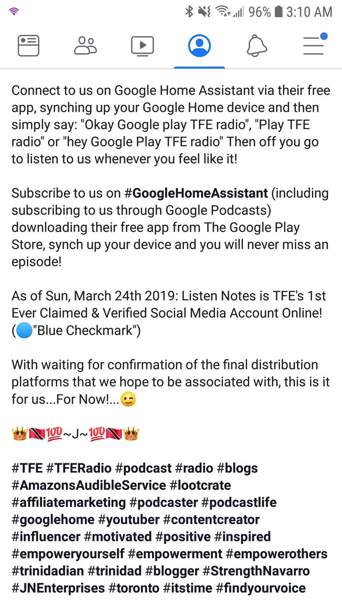 TFENavarro's tweet image. The 53rd and Final day of our 53 Distribution Platforms for #TFE - Radio!🎙️📻🎧📱

Tonight is our Final Distribution Feed Announcement! 👏🏻👏🏻👏🏻🎉🎉🎉

TFE - Radio is now Officially on Google Home Assistant!

#GoogleHomeAssistant 

👑🇹🇹💯~J~💯🇹🇹👑

#TFERadio #podcast #podcaster