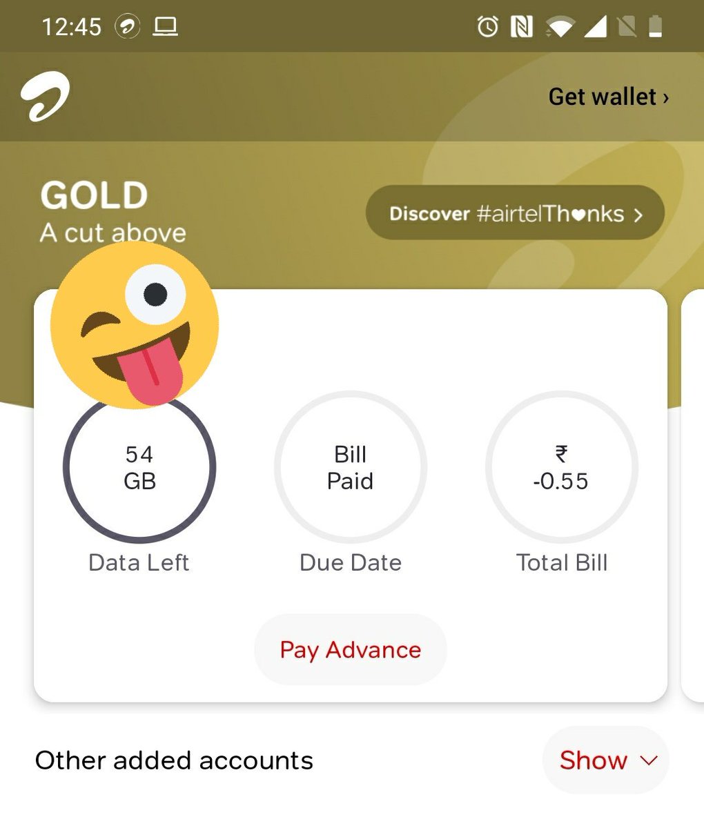 Vt Vlo Your Tweet Prompted Me To Check The Airtelindia App And Looks Like We Are Both Good As Gold T Co Usfckqlbdh