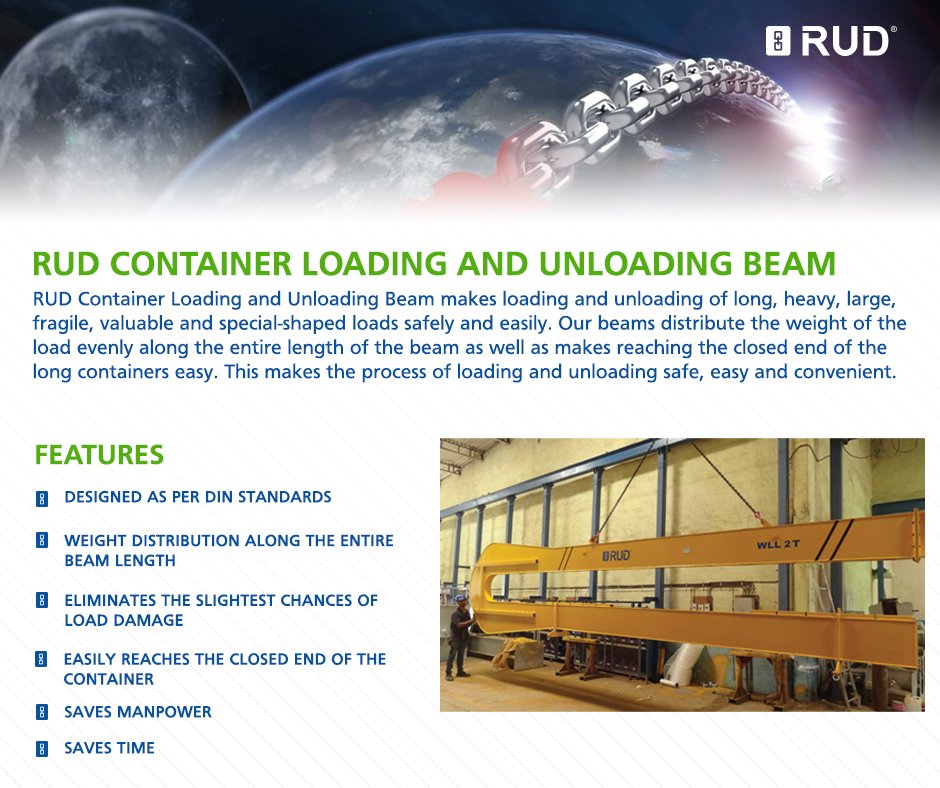 RUDIndia's tweet image. @RUDIndia introduces Container Loading and Unloading Beam that makes loading &amp;amp; unloading of long, heavy, large, fragile, valuable &amp;amp; special shaped loads safe and easy! For more info, visit - bit.ly/2JafnE8 or email ccm@rudindia.com. #ContainerLoading #ContainerUnloading