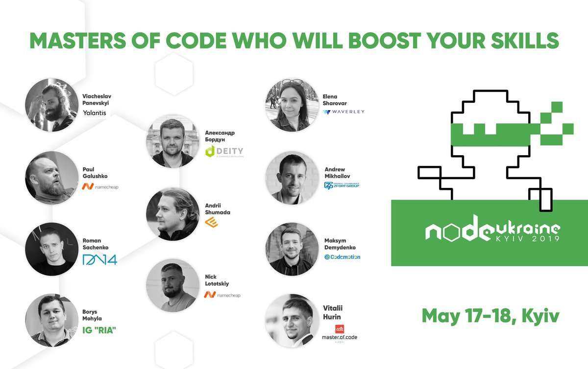 NodeConference's tweet image. The second #conference #lineup is full of #Nodejs experts - join our #community to listen to their #speeches at #NodeUkraine 2019 nodeukraine.org.ua #it #javascript