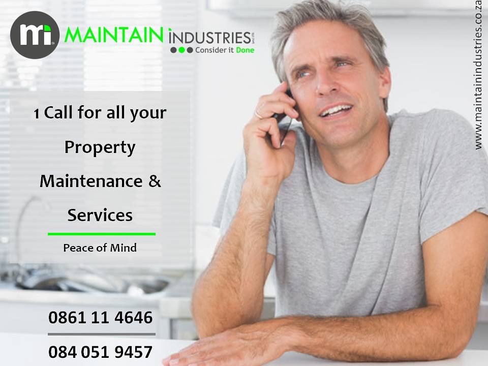 HASSLE FREE MAINTENANCE - MAINTAIN INDUSTRIES

Your Leading Residential & Commercial maintenance provider

#maintainindustries #maintainsa #residentialmaintenance #commercialmaintenance #consideritdone #wedomaintenance #peaceofmind #hasslefreemaintenance