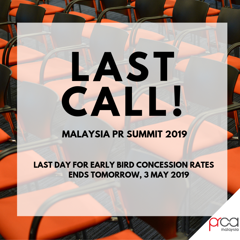 Early Bird Concession Rates Closing Soon! Don’t miss your chance, and register now!

Registration Form: prsummit.criteria.com.my/img/MPRS2019-C…
Tentative Programme: prsummit.criteria.com.my/img/MPRS2019-C…
