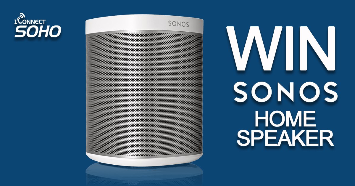 1CONNECTSOHO's tweet photo. IT’S GIVEAWAY TIME!!
As it’s nearly summer party season we're giving away a new SONOS Play:1 Home Speaker.
TO ENTER:
Follow the 1Connect Soho page and retweet this post tagging 3 friends, we'll pick a winner at random before the spring bank holiday.
Good Luck! 
#ThursdayThoughts https://t.co/EY3rWePNHh