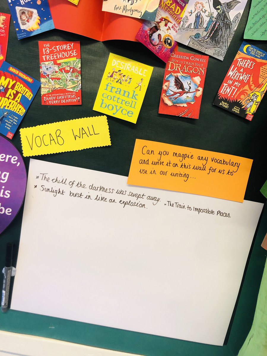 We’re inspiring our readers today to magpie outstanding vocabulary from the books they are reading to use in their creative writing ✍️ 📖 #readingforpleasure #readingrocks #teacherlife #traineeteacher