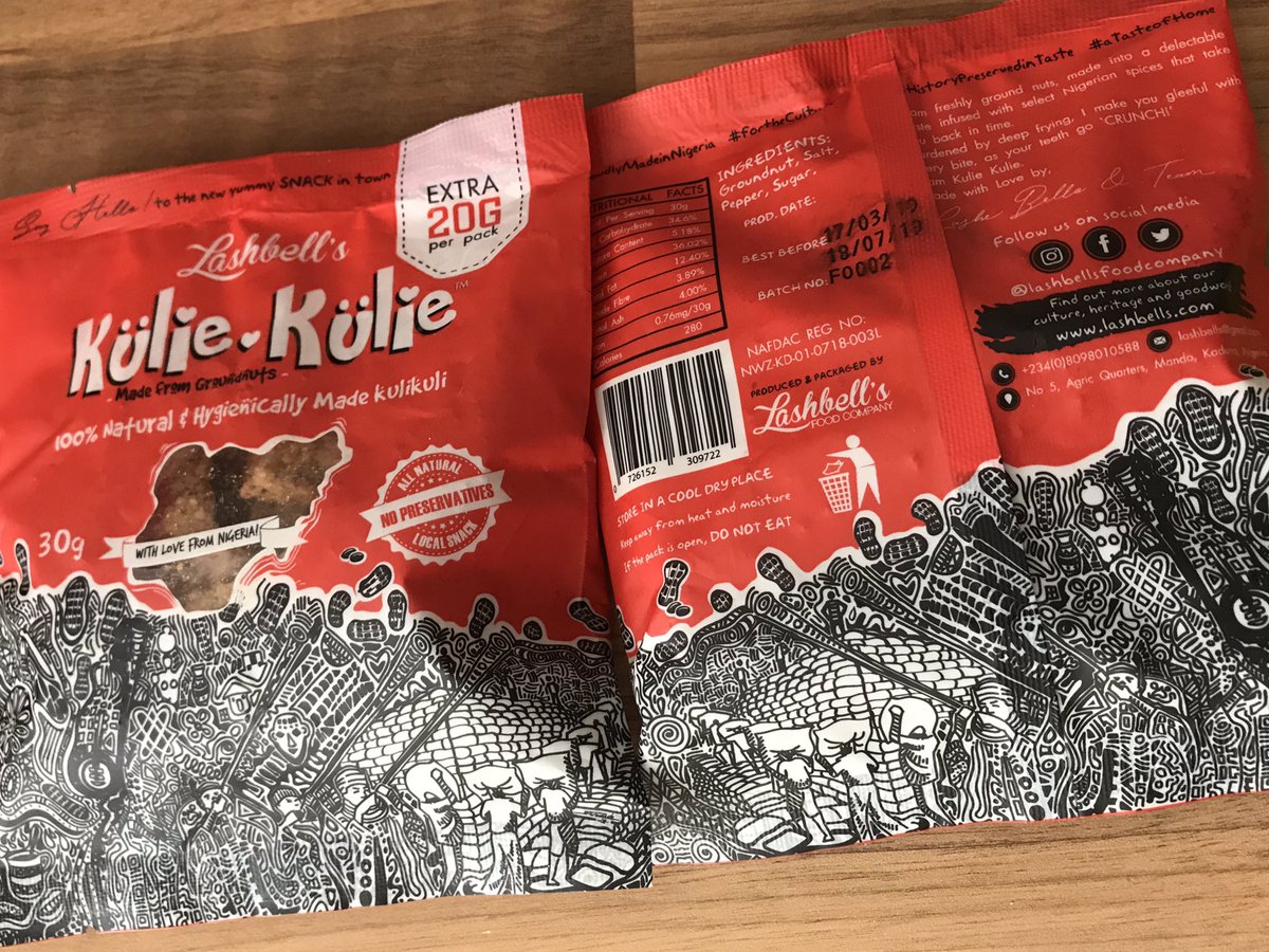 Introducing <a href="/lashbells/">LashbellsFoodCompany</a>, producer of the best NAFDAC registered Kulie-Kulie in Nigeria. They can supply across Kaduna, Kano, Abuja, Lagos, Ibadan and every corner of Nigeria. Call them on 08098010588 and follow on Twitter and Instagram. Please RT this🙂
#MSMEThursdayWithDipo