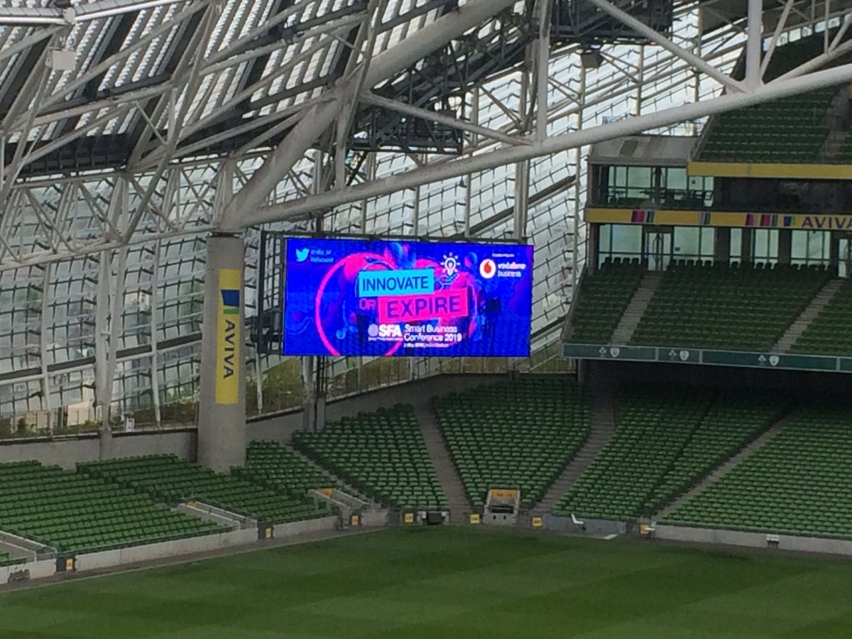Innovate or expire- the theme of today’s #sfaconf in <a href="/AVIVAStadium/">AVIVA Stadium</a> @VodafoneIEbiz