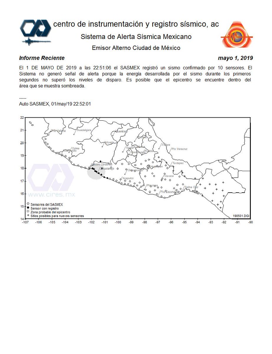 SASMEX's tweet image. Informe @cires_ac por #sismo 01/May/2019 22:51:06 #sasmex #TenemosSismo

sasmex.net
cires.mx
