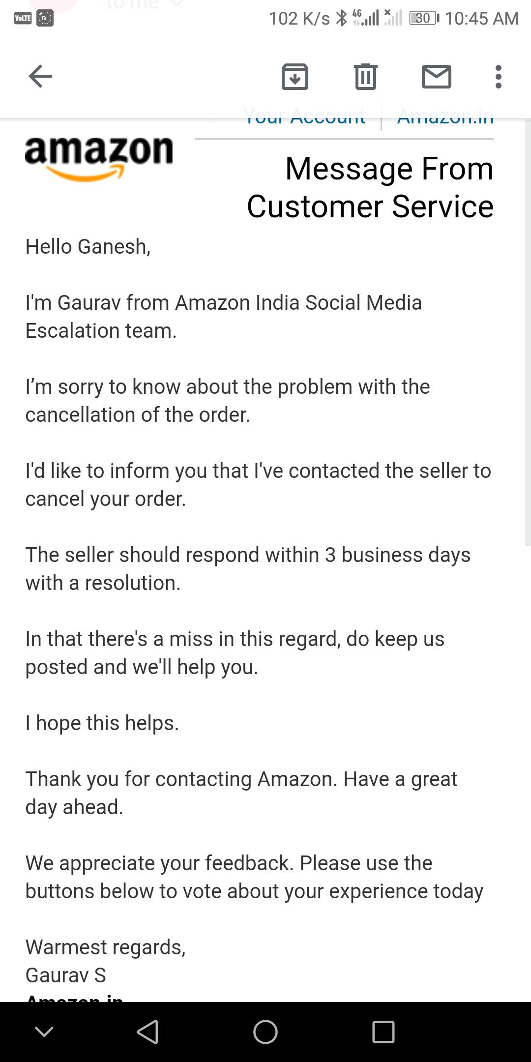 Service amazon sa customer Amazon Package