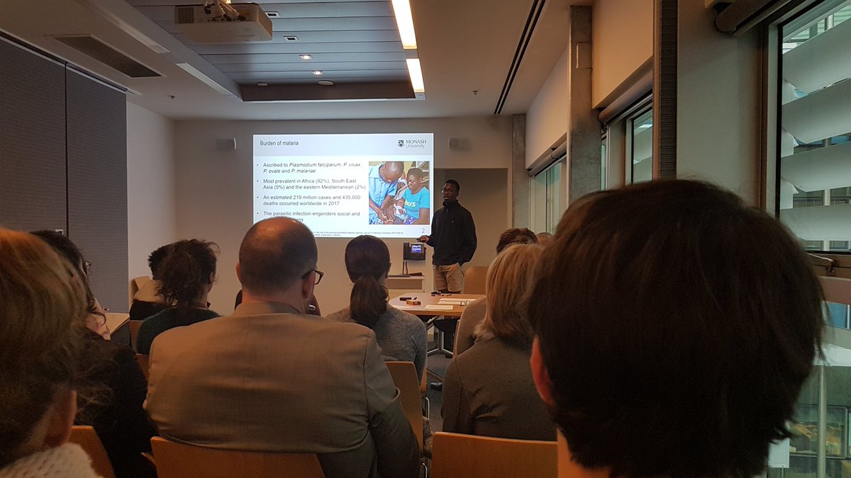 Asymptomatic carriers pose a threat to #Malaria elimination. Jeremy Mutombo's project 'Optimising the sensitivity of ATR-FTIR spectroscopy to detect P. falciparum infected erythrocytes in finger-prick blood volumes' is a potential diagnostic solution! Excellent honours talk!