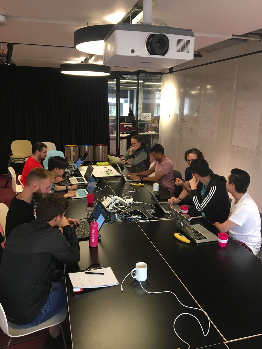 SEEK_Geek's tweet photo. It’s Day 2 of #hack12 and our teams are all ‘hard work & no play’ to make their hacks a reality!! The countdown is on...⏳ https://t.co/uSSfjqEYjA