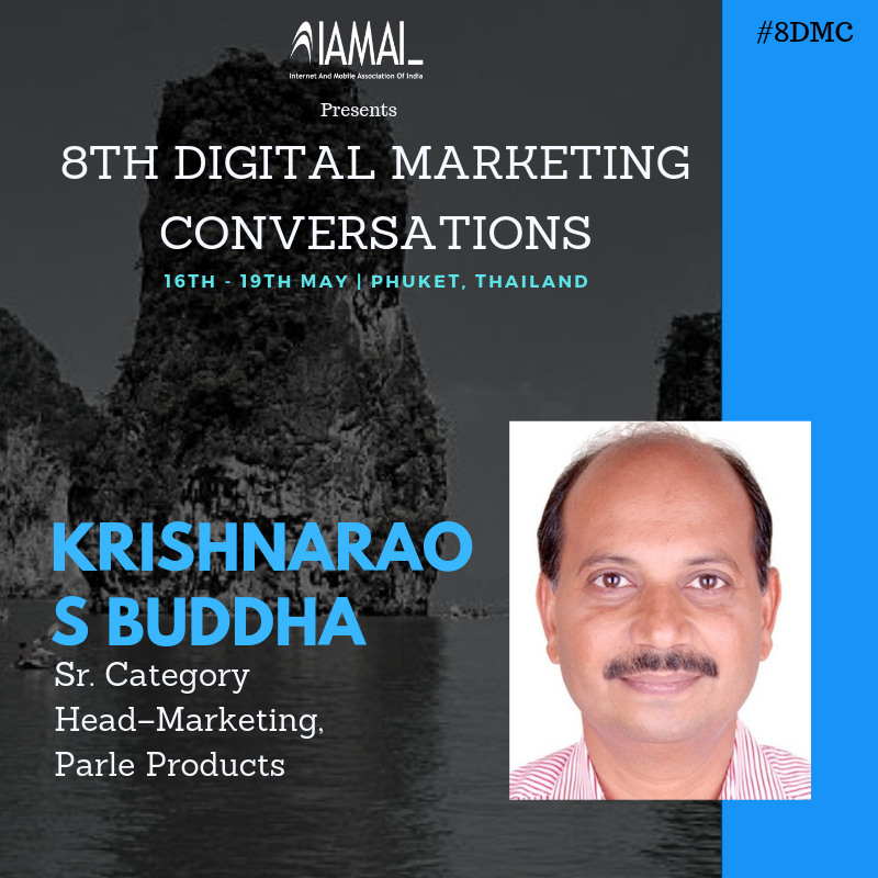IAMAIForum's tweet photo. Joining us at #phuket for #8DMC
Krishnarao S Buddha, Sr. Category Head – Marketing, @ParleFamily
Time to join the conversations that really matter.
For details on #8DMC visit: https://t.co/lSwA4AmT8B today!
For more details mail to sachin@iamai.in
#marketinghead #brands https://t.co/ZWZnQoJeG7