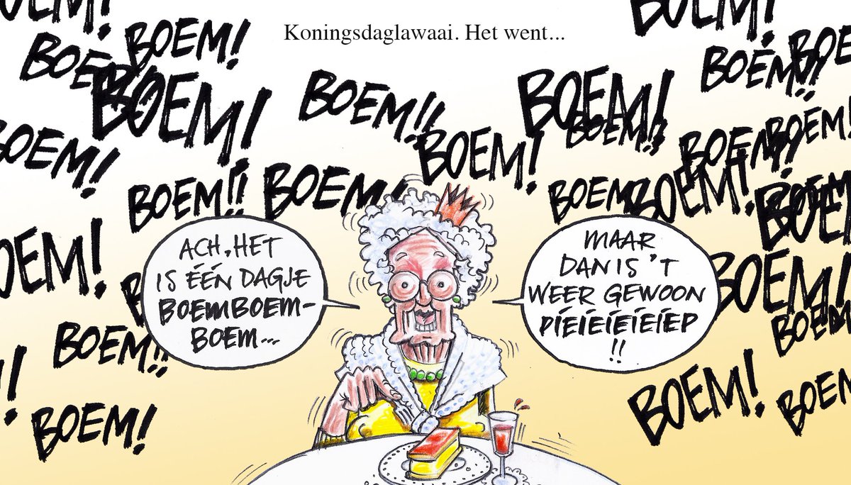Vandaag in <a href="/DeGelderlander/">De Gelderlander</a>: Koningsdaglawaai. Het went... #cartoon #koningsdag #lawaai #arnhem #boemboemboem #pieieieiep #wennen
