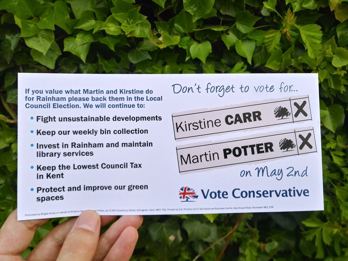 Polls are now open in #RainhamNorth and across #Medway. If you value what we do for Rainham use both votes for me and Kirstine:

Kirstine CARR ✘
Martin POTTER ✘

Polls open until 10pm.