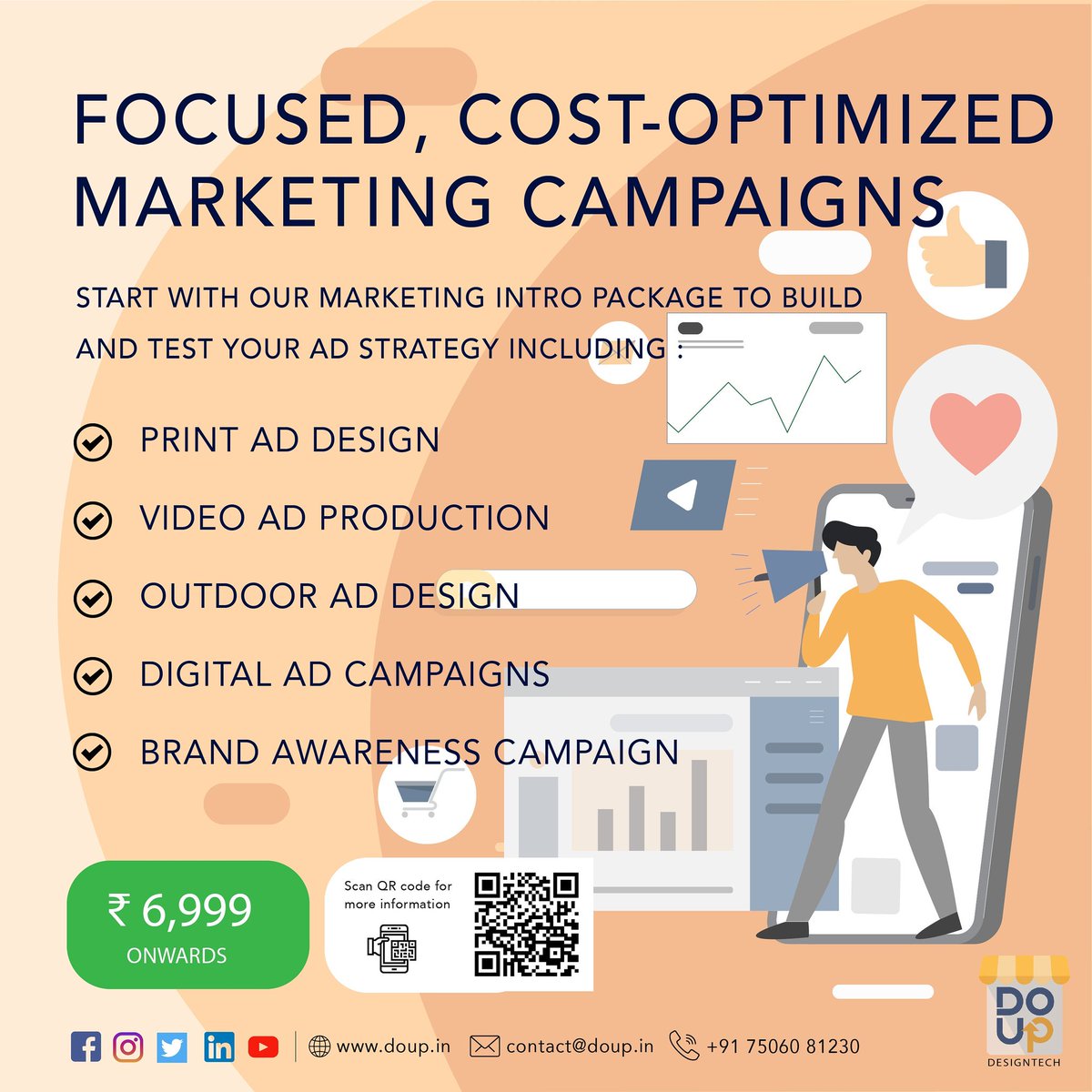 DoUpDesignTech's tweet image. Our Marketing Intro package is a low-cost, feedback driven, point of entry into the world of advertisement and digital marketing. Signup and start designing your print and multimedia ad campaign today! Log on to doup.in/services#packs for more information. #DoUpDesignTech