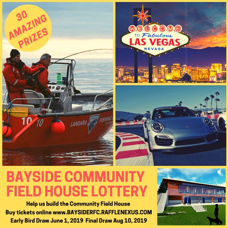 Amazing Lottery &amp; 50/50 Created by <a href="/bayside_sharks/">Bayside Sharks Rugby</a> to raise funds to build the Bayside Community Field House. BUY TICKETS online baysiderfc.rafflenexus.com.  <a href="/BCRugbyNews/">BC Rugby News</a> <a href="/VancouverRugby/">Vancouver RugbyUnion</a> <a href="/bcrugbyunion/">BC Rugby</a> <a href="/RugbyCanada/">Rugby Canada</a>