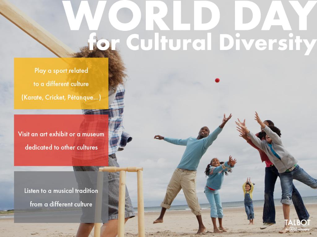 TalbotUnderwri1's tweet photo. On May 21, Talbot will celebrate “World Day for Cultural Diversity for Dialogue and Development”, a United Nations initiative. Join us doing 10 things to honour diversity and inclusion https://t.co/akHOqOCgn5
