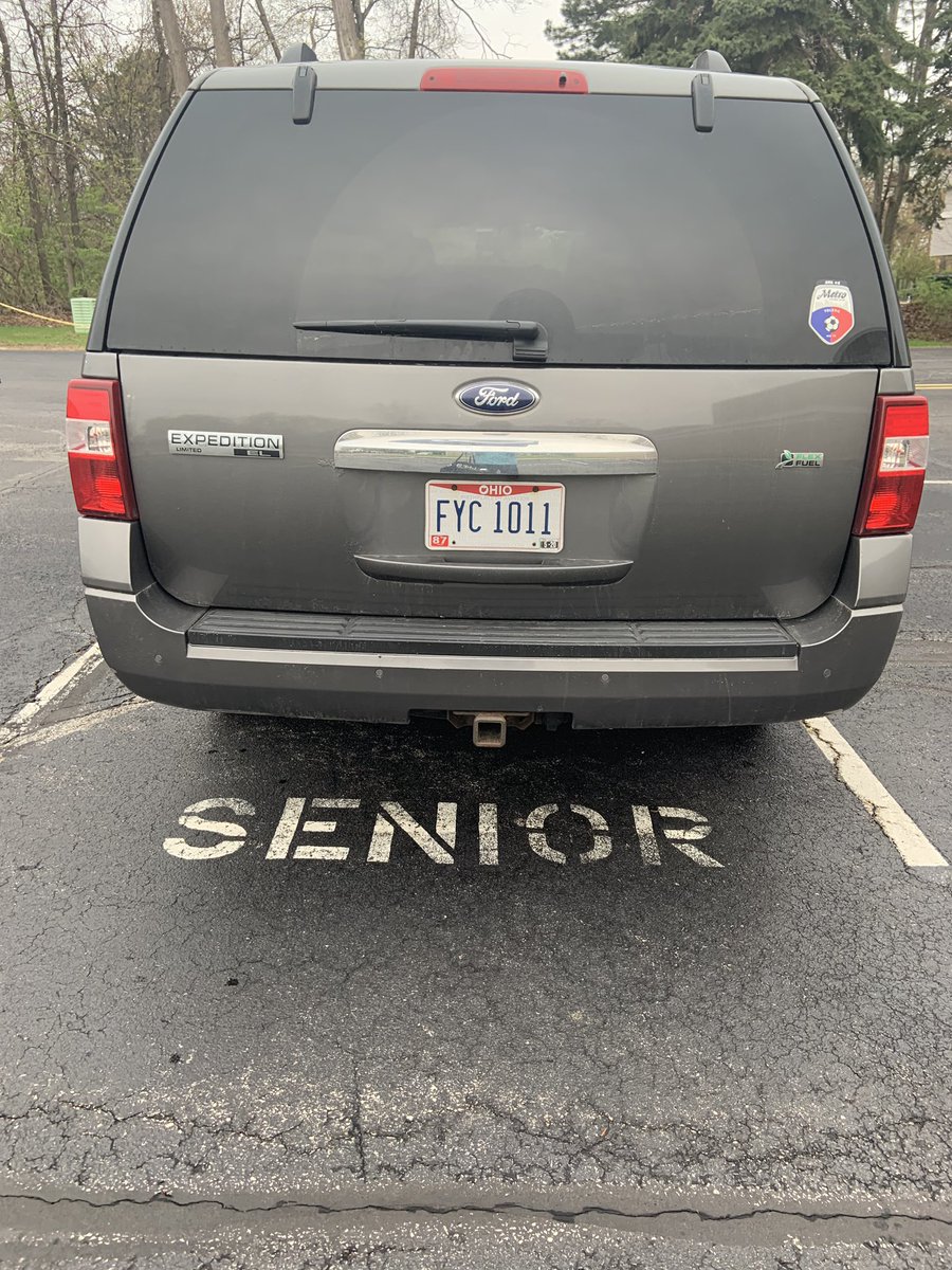 nursebeeks's tweet photo. Well played Seniors! I’m gonna miss you  . They took our spots so we had to park in theirs! https://t.co/yvzeKhPIKT
