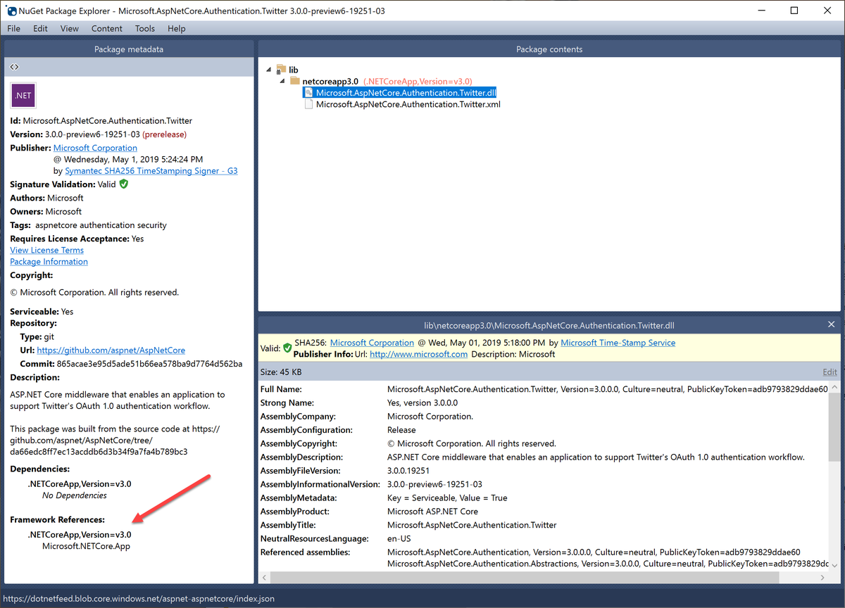 Did you know that the latest <a href="/NuGetPE/">NuGetPackageExplorer</a> supports the new FrameworkReference's in .NET Core 3.0? View and edit them in the latest version, make sure have the latest!