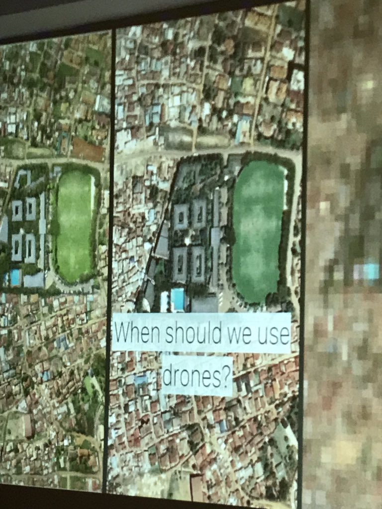 BrendanSmithVW's tweet photo. Bernard Wright of @geogecko discussing use of drones to monitor conditions for vulnerable urban pops @Vital_Wave #ICT4D2019 https://t.co/jC9ECEZWRd
