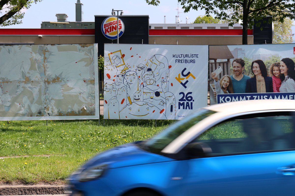 Die zweite Wand für die Kulturliste gestaltete der Künstler Vincent Jozefczyk ("Winnie"), sie steht an der Tullastraße stadtauswärts auf der rechten Seite vor dem 'Burger-King'. Winnie ist Illustrator und 2. Vorsitzender von ILLU Freiburg e. V. - vielen Dank!