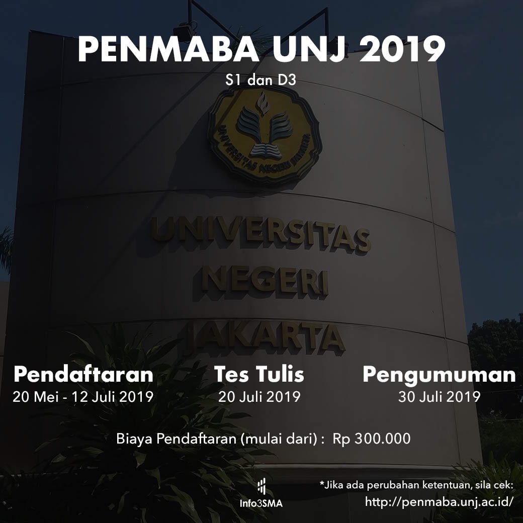 Penmaba UNJ 2019, gak perlu nilai UTBK SBMPTN lho...