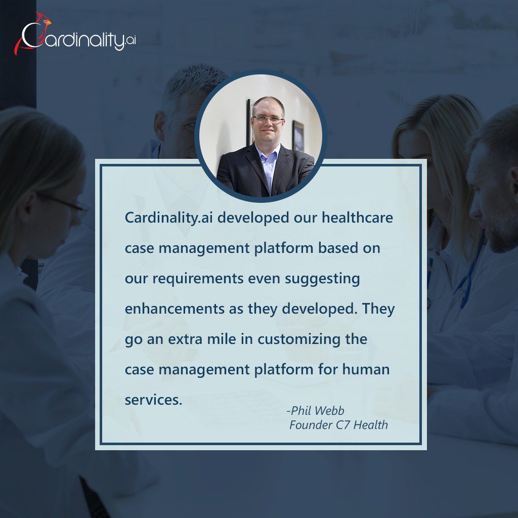cardinalityai's tweet photo. Listen to what some of our best clients have to say about our AI driven #case #management #platform.
.
.
.
.
#CaseManager #casemanagement #artificialintellligence #machinelearning #cardinalityai #philwebb #caseplatform #humanservices #practicemanagement #healthservices https://t.co/xTIy6fFbtD