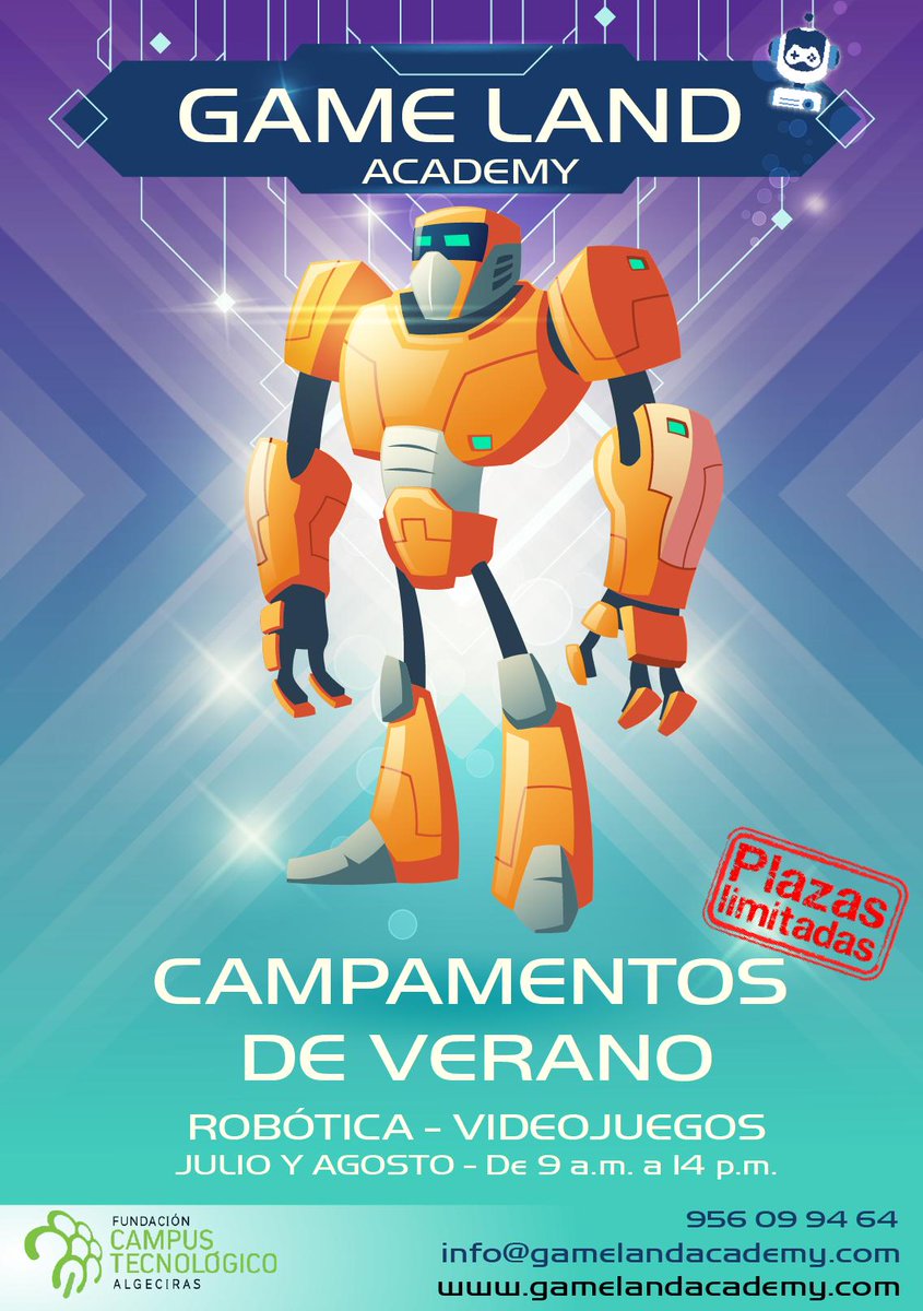 Campamentos de verano de #robotica y #videojuegos en Algeciras durante los meses de julio y agosto! Para que los pequeños y jóvenes se diviertan a la vez que aprenden de la mano de profesionales en la materia 
Inscripción abierta <a href="/GameLandAcademy/">Game Land Academy</a> 
gamelandacademy.com