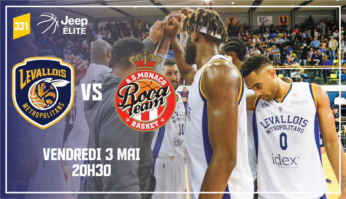 Metropolitans92's tweet image. 🚨[PROCHAIN MATCH]
Retour à domicile pour les Metropolitans qui affrontent @ASMonaco_Basket 3ème du championnat de #JeepElite ‼️🔥
🗓️Vendredi 3 Mai
🕣2⃣0⃣H3⃣0⃣
📍Palais des sports Marcel-Cerdan @villelevallois 

#GoLM #Backathome #J31 #LetsGoLevallois