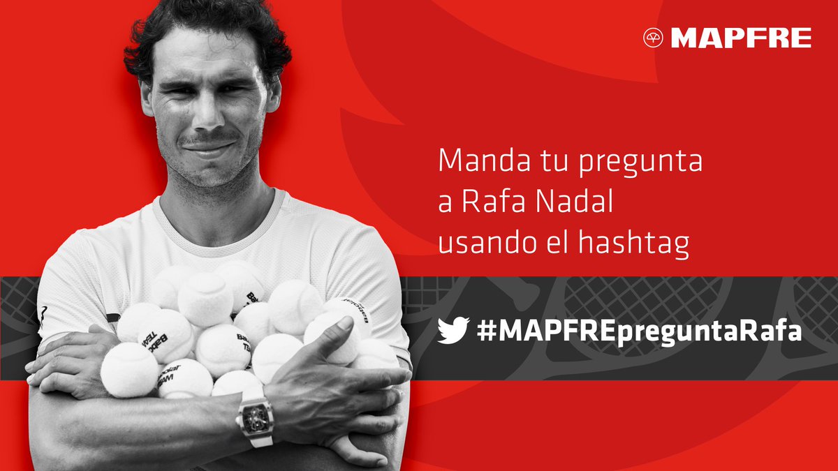 MAPFRE's tweet photo. Mañana @RafaelNadal contestará desde @insur_space a las preguntas enviadas con el hashtag #MAPFREpreguntaRafa. Podrás seguirlo desde esta cuenta a partir de las 13:15 hrs. Todavía estás a tiempo de enviar la tuya. #SomosMAPFRE https://t.co/CcKGONNfi7