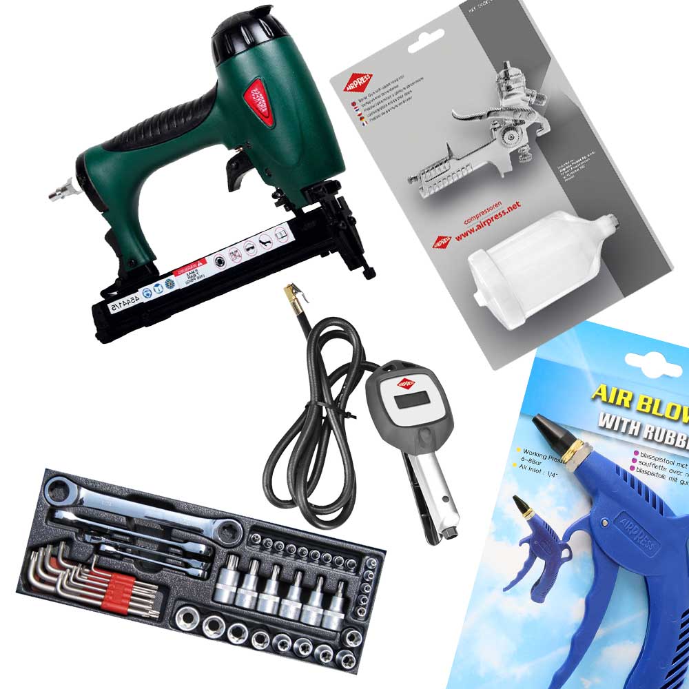 We hebben regelmatig mooie aanbiedingen. We lichten er graag een aantal uit, zoals een bandenvulmeter, blaaspistool en torx set. Deze producten en nog veel meer u kunt direct online bestellen: ow.ly/mXod50rpLEC #aanbiedingen #accessoires #compressoren #airpress