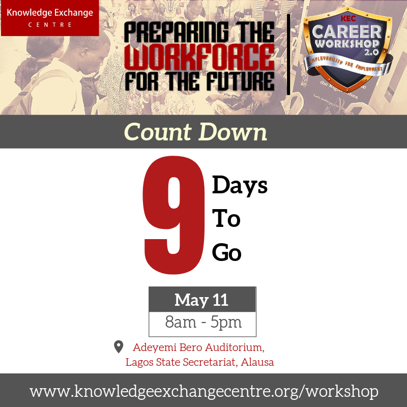 kecnigeria's tweet photo. KEC Career Workshop 2.0 is 9 days away.
What else are you waiting for?
Do not let this life changing opportunity pass you by.

Registration for KEC Career Workshop 2.0 is FREE
Register Now: https://t.co/4lMzNw1ZxE

@XL_AFRICAGROUP
#KECNG
#KEC2.0
#Thefutureofworks https://t.co/2ga4MxdeJj