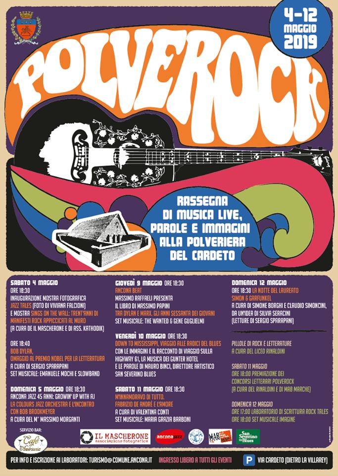 La Polveriera del Cardeto è...#rock! Sei giornate dedicate a Bob Dylan, Bob Brookmeyer, il #Beat, il Delta blues, Faber e Simon &amp; Garfunkel. Dal 4 al 12 maggio alla Polveriera. Inaugurazione sabato 4 alle 18,30 <a href="/AnconaJazz/">Ancona Jazz</a> #parcodelcardeto