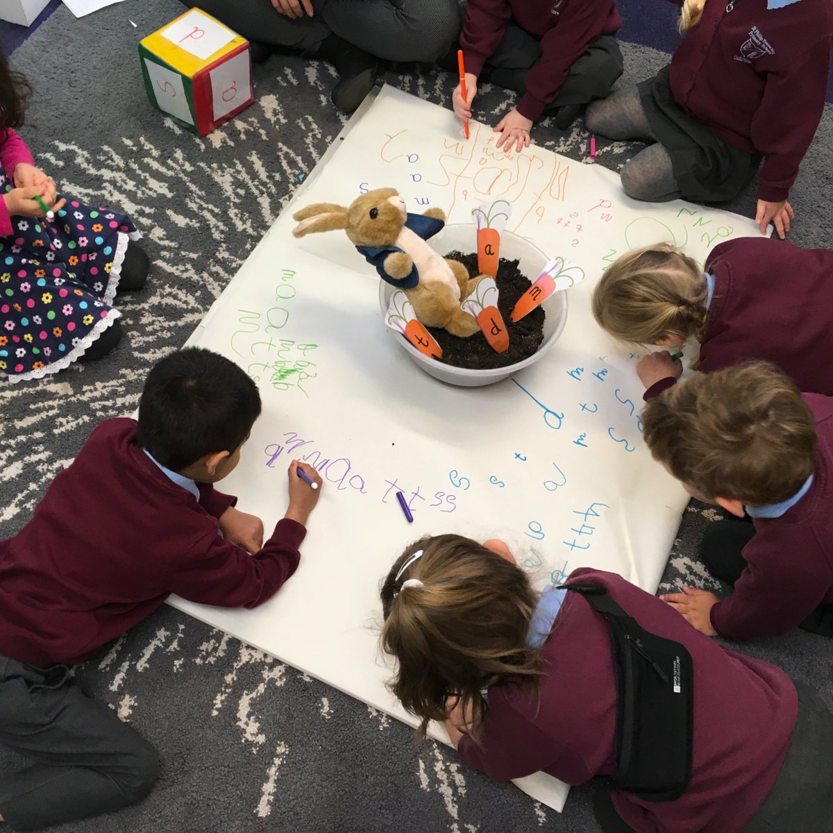 Stphilipevanspr's tweet image. We are writing sounds with Peter Rabbits help #makingmarks