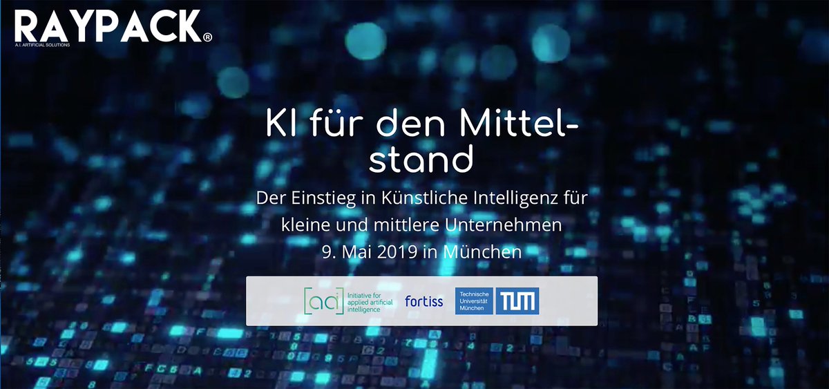 RAYPACK.AI AT KI FÜR DEN MITTELSTAND 2019 IN MUNICH!

The countdown for a new AI journey has begun! 
A deep-dive into the AI potential while learning from leading AI experts! 

Find out more on our Blog Post: raypack.ai/2019/05/raypac…

See you there!