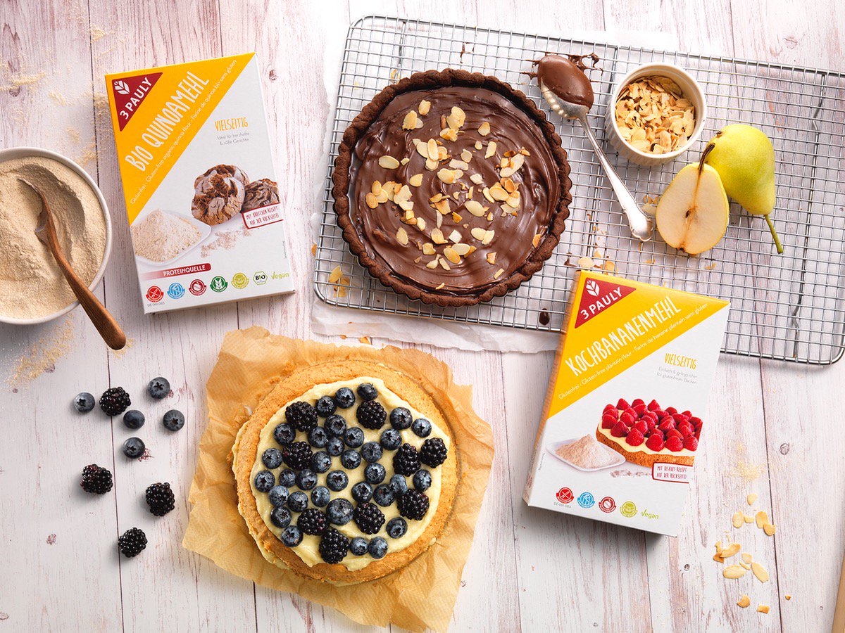 Seid ihr bereit für mehr Abwechslung beim #Backen? Dann empfehlen wir nussig-aromatisches #Quinoamehl und vielseitiges #Kochbananenmehl. Natürlich #glutenfrei! 3paulyshop.de/de/3pauly/back…