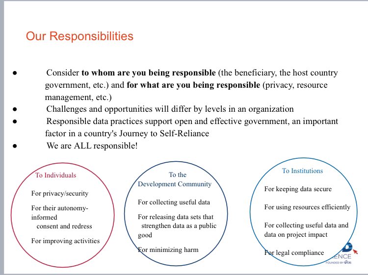 gnyabera's tweet image. Data is critical asset for organization operational and strategic decision making. It is therefore imperative to practice #responsibledatause to aid in #development #ICT4D2019 @USAID_Digital @ICT4DConference @CRSnews