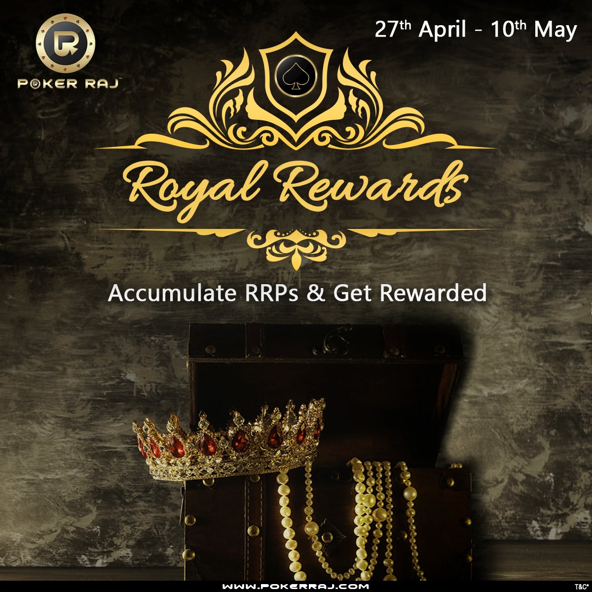 Every king, deserves #RoyalRewards!
Compete at our cash tables, accumulate RRPs &amp; get rewarded on PokerRaj.