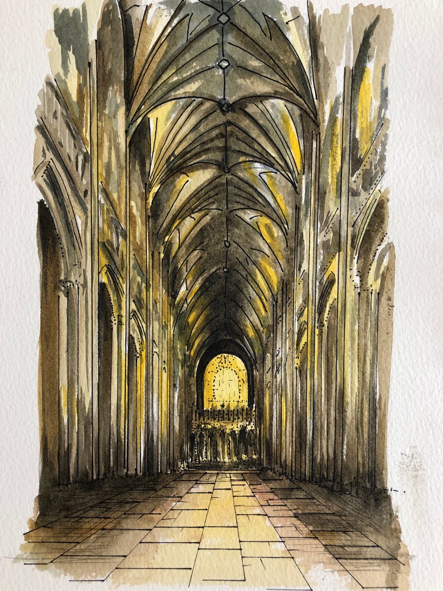 sophiehackerart's tweet photo. Just completed my final #watercolour #sketch for forthcoming Pilgrims’ Guide for @WinCathedral #eastwindow #resurrectionlight https://t.co/1qkTu2xpgJ
