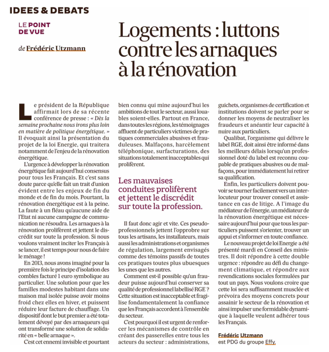 EffyGroupe's tweet photo. Dans @LesEchos aujourd'hui, tribune du @EffyGroupe  📣"Logement : Luttons contre les arnaques à la #RénovationEnergétique" ⚡️

➡️https://t.co/iiRkUzhZaf https://t.co/y5t0Sbx6Y0